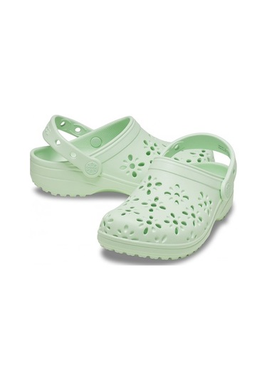 Crocs Classic Floral Cut Out Clog Kız Bebek Terlik 210944 Yeşil