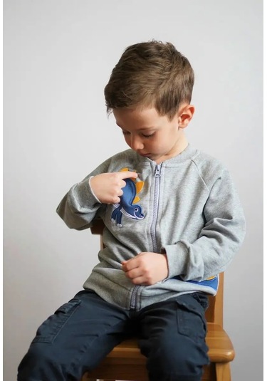 Budado Fermuarlı Ceket Dinozor 154622753 Gri