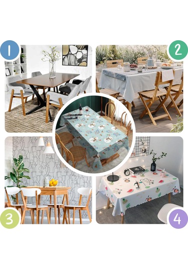 Noel Desenli Dikdörtgen Masa Örtüsü 60x120 İnç, Su Geçirmez Ve Leke Tutmaz-a72 Açık Pembe