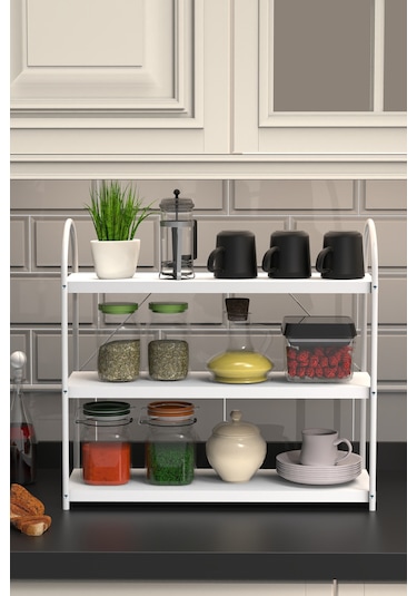 Bello Mutfak Rafı Tezgah Üstü 3'lü Oval 50 Cm Beyaz-beyaz Beyaz-beyaz