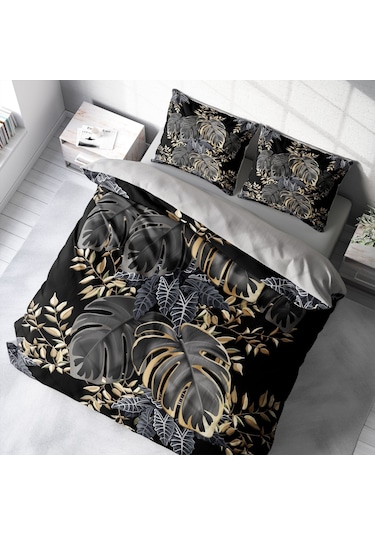 Monohome Leaf 3D Pamuk Saten Çift Kişilik Nevresim Takımı