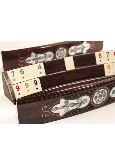 Helena Wood Art Abalone Yeşil Sedef Kakma Ahşap Okey Takımı El Yapımı