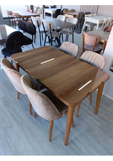 Kelebek Açılabilir Glass / Parlak Masa 80x130 Cm Koyu Ceviz