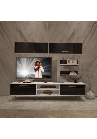 Decoraktiv Eko 5 Mdf Dvd Silver Tv Ünitesi Tv Sehpası Beyaz - Siyah