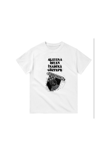 Göztepe Alayına İsyan Kısa Kollu Bisiklet Yaka T-shirt Beyaz