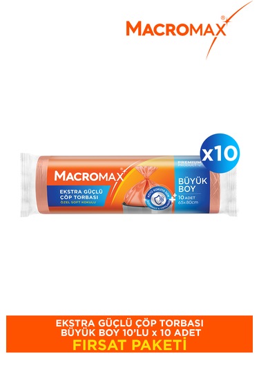 Ekstra Güçlü Çöp Torbası Büyük Boy 10'lu Paket X10