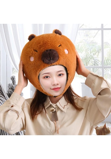 Suntek Peluş Hayvan Şapka Kapibara Şapkalar Erkek Kız Nefes Kahverengi