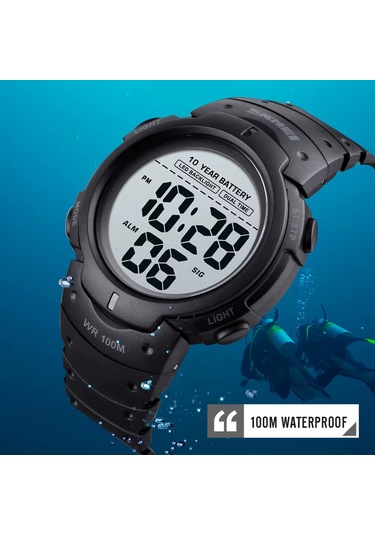 Geeksen Skmeı 1560 Spor Elektronik Saat - 100m Su Geçirmez, Çift Zaman, Kronometre, Işıklandırma Ve 10 Yıl Pil Ömrü Siyah Çok Renkli