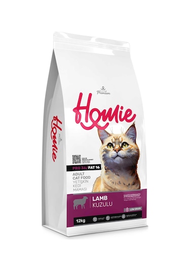 Homie Düşük Tahıllı Kuzulu ve Pirinçli Yetişkin Kedi Maması 12 KG