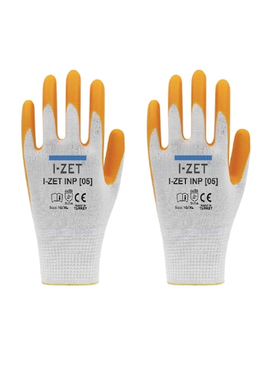 I-zet Inp05-sarı Beyaz Polyester Örme Nitril Eldiven 288 Adet