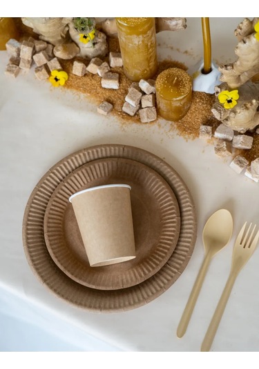 Ajvıen Kompanı Kraft Kâğıt Tek Kullanımlık Tabaklar 23 Cm 100 Adet 224341096 Bej