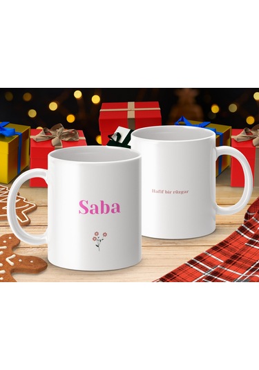 Saba İsimli Kupa Bardak, İsimli Bardak, Hediye Kupa Bardak, Kahve Kupa Bardak