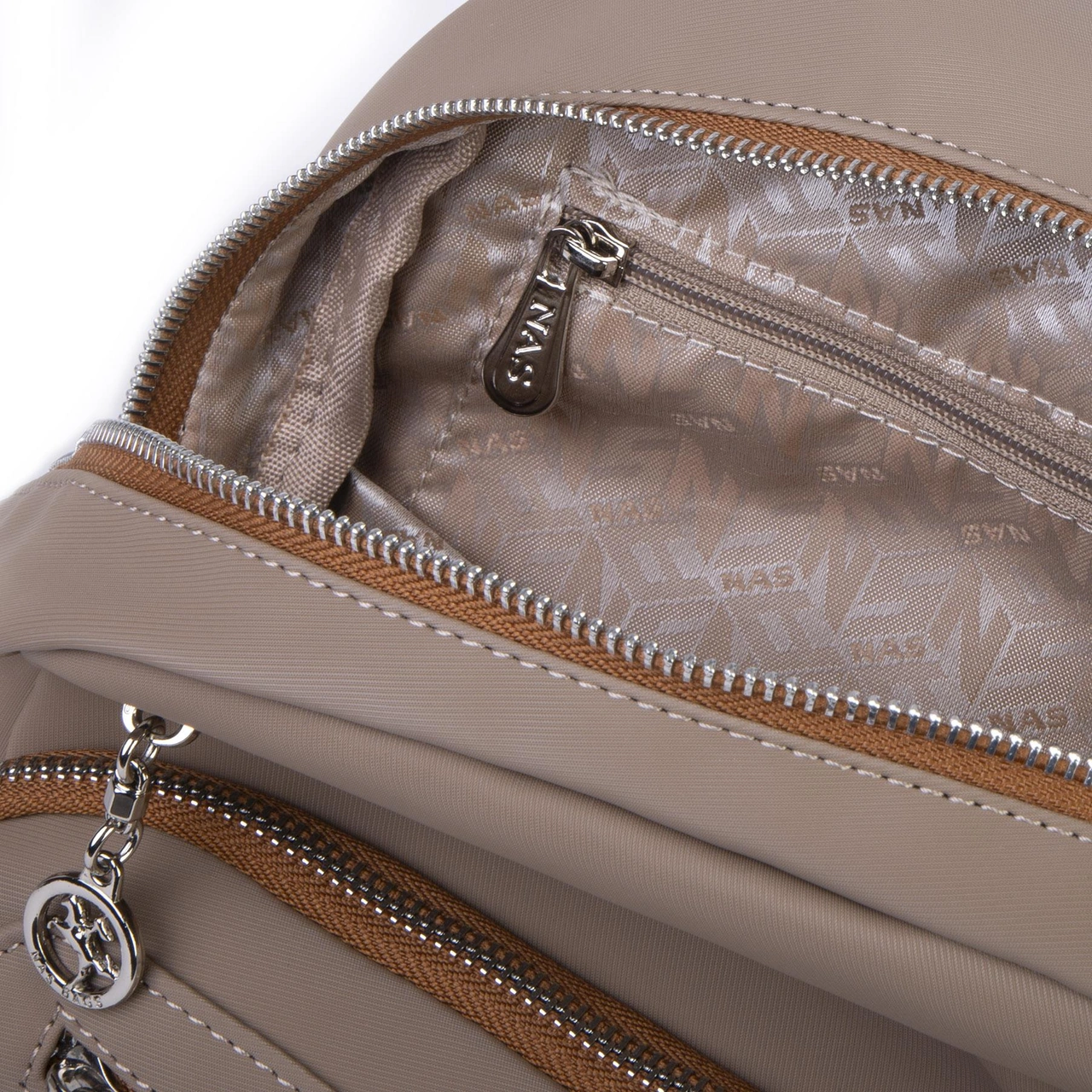 Nas Bag Kadın Çok Gözlü Sırt Çantası Vizon Taba Buzzy Vizon