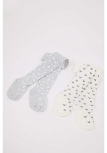 Defacto Kız Bebek Dikişsiz 2'li Pamuklu Külotlu Çorap D2493A5NSKR1 Çok Renkli