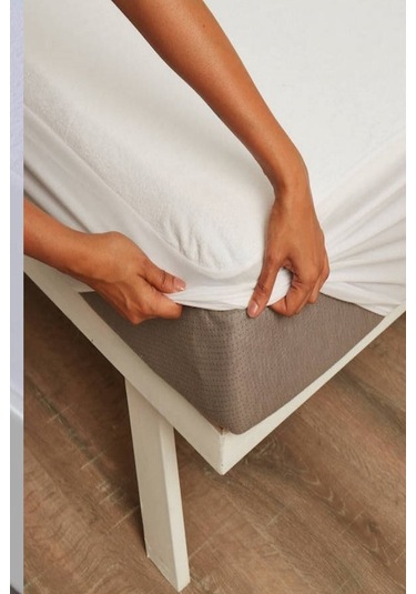 Mycey Battal Fitted Çift Kişilik Alez 200x200+30 Cm Micro Kumaş Sıvı Geçirmez Beyaz