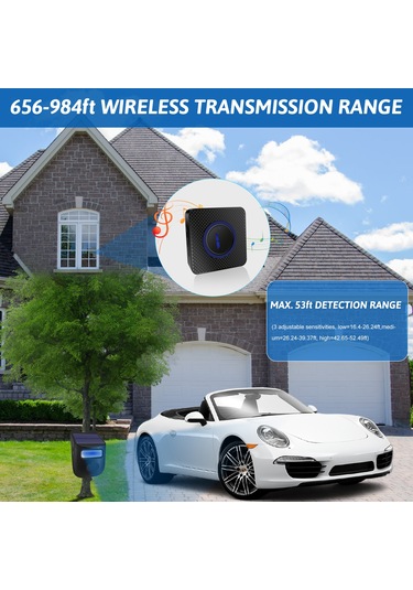 Solar Driveway Alarmı 984ft Uzun Menzilli Kablosuz
