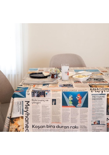 Anason İşleri Gazete Masa Örtüsü Renkli