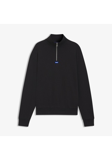 Hugo Neeler Half Zip Erkek Siyah Sweatshirt 50522367 Siyah