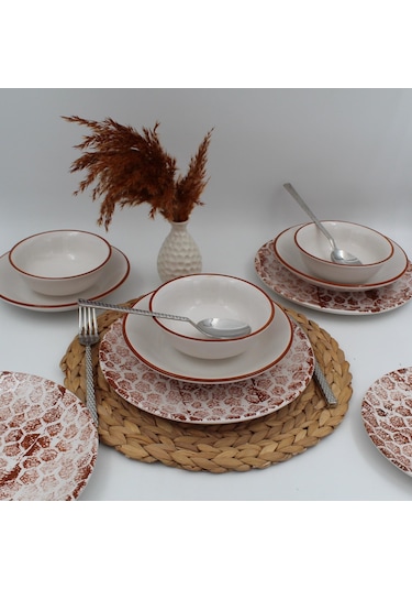 Snake 16 Parça Yemek Takımı Karamel