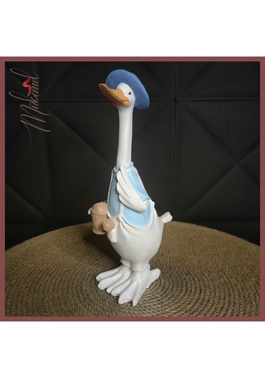 El Yapımı Ördek Figürü Mavi Şapkalı Ve Sulama Kabı İle - Eğlencel