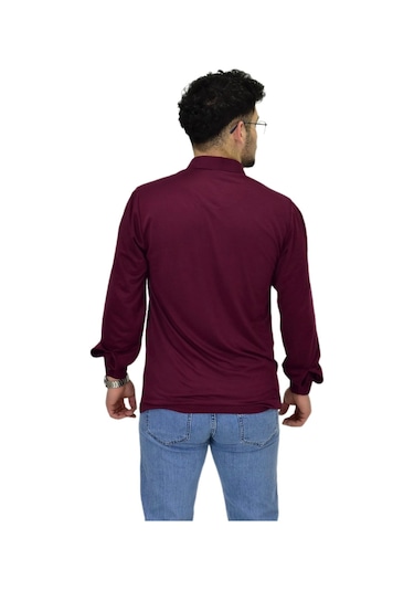 Erkek Gömlek Yaka Uzunkol Tişört T6063 Bgl-st04542 Bordo