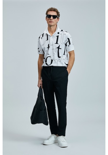 Lufian Erkek Dıamond Smart Polo T-shirt 111040219 Beyaz Beyaz