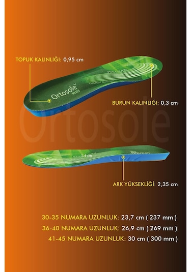Ortosole OS205 Çukur Taban Pes Cavus İçin Ortopedik, Rahat Tabanlık