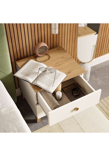 3680 Vento 2 Çekmeceli Komodin Sepet-beyaz