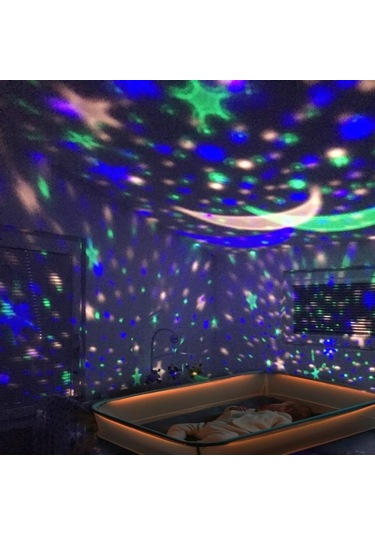 Çocuklar İçin Gece Lambası / Projektör - Yıldızlı Pembe Lamba