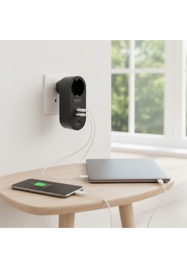 Mercansa 2 Usb,1 Type-c Girişli 1'li Çocuk Korumalı,ısıya Karşı Dayanıklı 2500watt Termal Akım Korumalı Priz