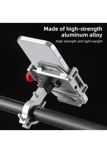 Springsun Bisiklet Ve Akıllı Telefonlar İçin Ayarlanabilir Alüminyum Telefon Tutucu - Kaymaz Tasarım Siyah