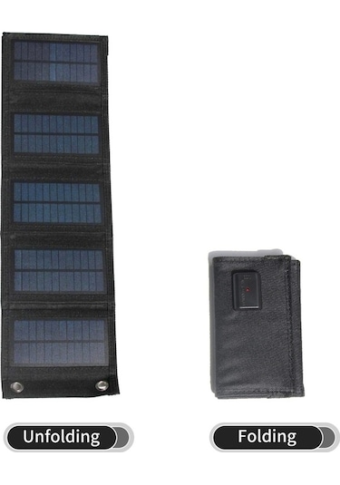 Fortunelane Katlama Şarj Paneli, 7.5w Taşınabilir Güneş Enerjisi, Kamp & Seyahat İçin Usb Çıkışlı