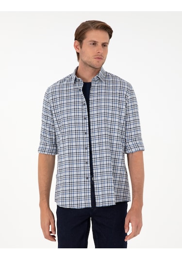 Pierre Cardin Erkek İndigo Gömlek Desenli 50292811-vr028 İndigo