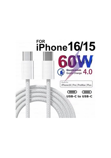 Pd 60w Hızlı Şarj Cihazı 6a Usb C Tipi C Kablo İphone Uyumlu 15/16 Pro Max Hı 1.5m