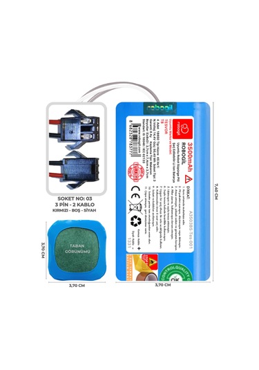 Tesvor T8 3500mah Uyumlu Robot Süpürge Pili A3503bs-tes-001