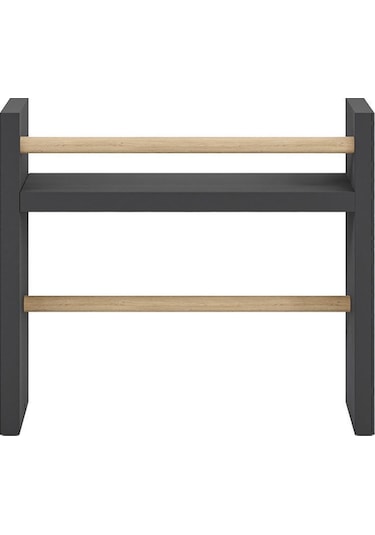 Rulo Havlu Takılabilir Baharatlık Standı Tezgah Üstü Düzenleyici Ahşap Raf - Antrasit Gri