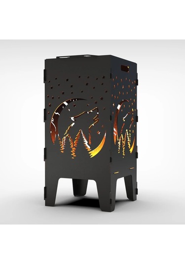 Gece Ve Kurt Desenli Dekoratif Mangal, Portatif Ateş Çukuru