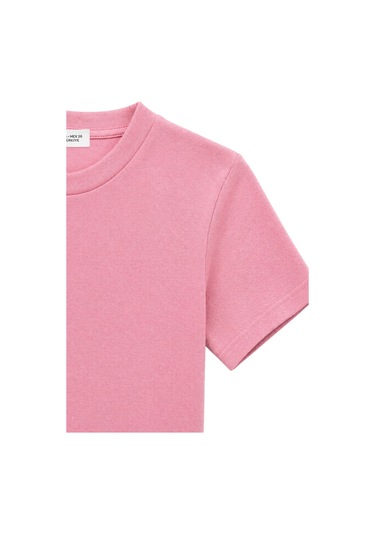 Mixray 2100 Kadın Slim Fit Bisiklet Yaka Soft Basic T-shirt Pembe