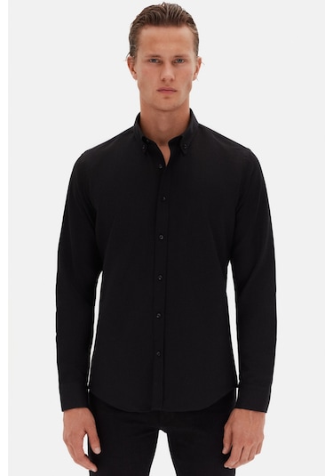 Ds Damat Slim Fit Siyah Oxford Düğmeli Yaka Kolay Ütülenebilir Nakış Detaylı Pamuklu Gömlek 4hc02ort03265 001 Ds Damat Slim Fit Siyah Oxford Düğmeli Yaka Kolay Ütülenebilir Nakış Detaylı Pamuklu Gömlek 4hc02ort03265 001