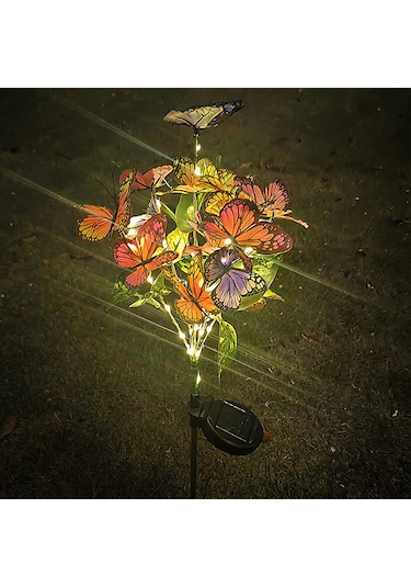 Xindoker Güneş Enerjili Led Renkli Kelebek Şekilli Bahçe Aydınlatması - Ip65 Su Geçirmez 600mah Batarya İle Çim Alti Dekoratif Işık 1 Adet Çok Renkli