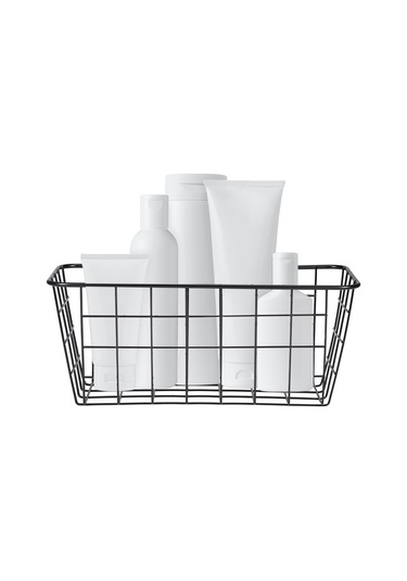 Leezsing Siyah Demir Duvar Basketi - Deliksiz Yapıştırıcı Montajlı, Mutfak/banyo/ofis Çekirdek Depolama Aracı Diğer