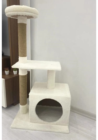Nursoft Tek Delikli Kedi Tırmalama ve Oyun Evi 97 CM