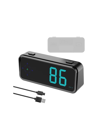 Leezsing Araç Hud Gösterge Cihazı - Gps Hız, Zaman Ve Yön Göstergeli, Renkli Led Ekran, Hız Uyarı Sistemi, Kmh/mph Geçişli