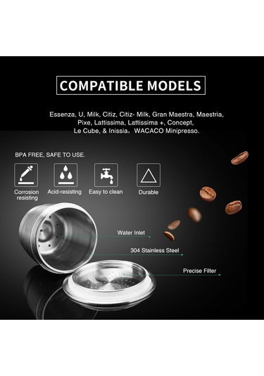 Neevoyu 304 Paslanmaz Çelik Nespresso Kahve Kapsülü Metal Yuvarlak Delik - Yeniden Kullanılabilir Filtre Ağıyla Uyumlu Makinelere Diğer