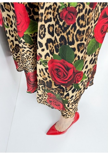 Modaonna Kadın Çiçek Desenli Şifon Elbise Çok Renkli