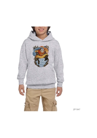 Avatar Of The Air Nomads Gri Çocuk Kapşonlu Sweatshirt Gri