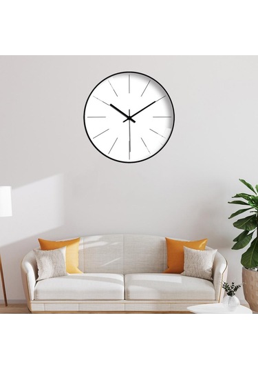Suntek Sessiz Hareketsiz Pille Çalışır Ofis Duvar Saati Beyaz - Siyah Siyah - Beyaz
