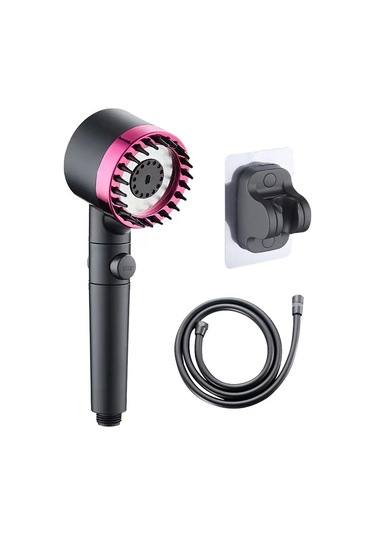 Yaozixa Siyah Filtreli Ağır Basınçlı Duş Başlığı, 3 Modlu Masaj Özelliği, 1.5m Pvc Boru Ve Deliksiz Tutucu İçeren Set Diğer