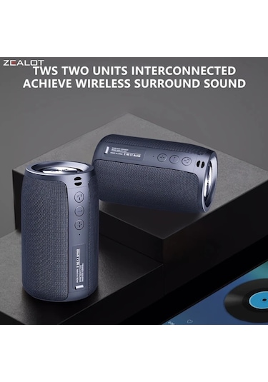 Willowhaven Zealot S32 Kablosuz Hoparlör Çift Eşleştirme 1800mah Pil 10 Saat Çalma Süresi Siyah