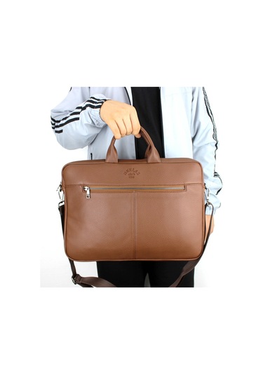 Taba Renk Askılı Dosya Evrak 15.6 İnç Laptop ve Evrak Çantası Taba